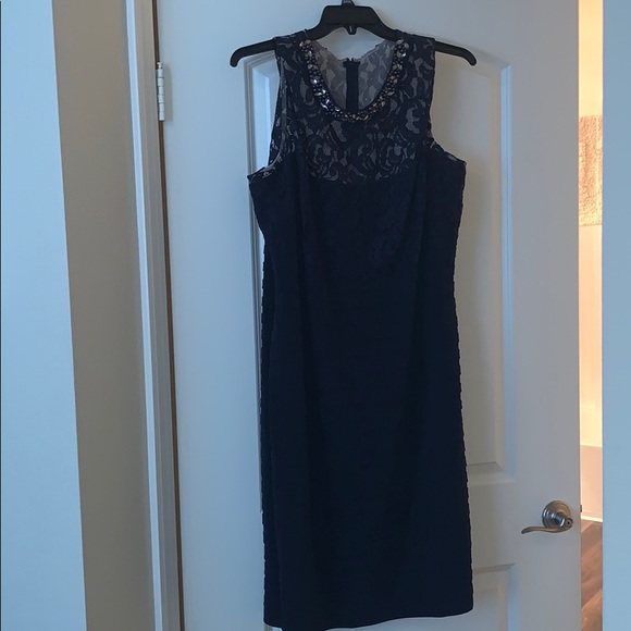 London Times Dresses & Skirts - Plus size, navy blue with lace!